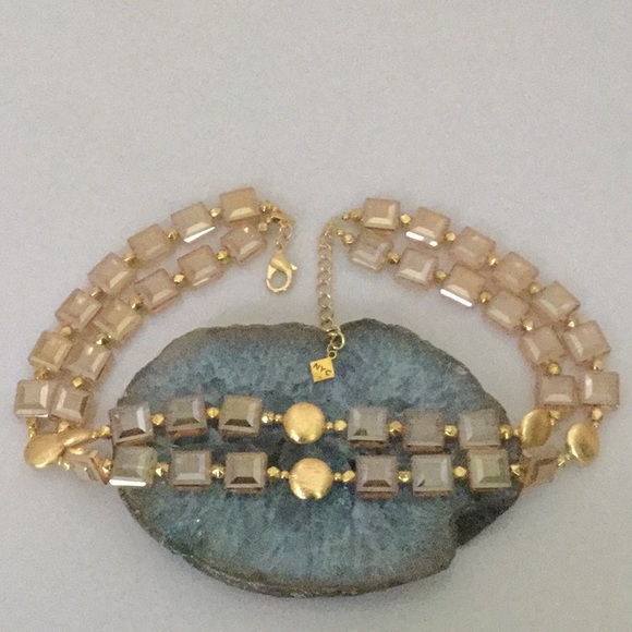 DblStrand17”W/3”Ext.NecklaceW/Hand CutSqrCrystals - Picture 4 of 7